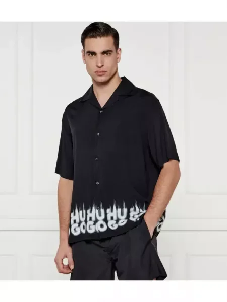 HUGO Cămașă Espino | Relaxed fit negru