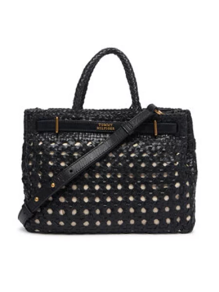 Tommy Hilfiger Kabelka American Icon Mini Tote Braided čierna