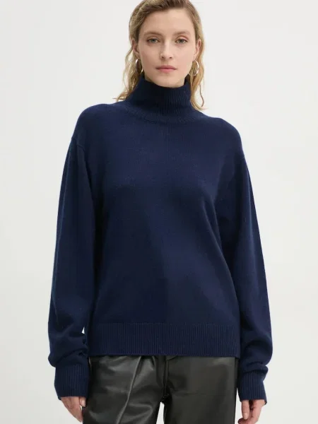 A.L.C. pulover de casmir Teddy marin light cu guler albastru