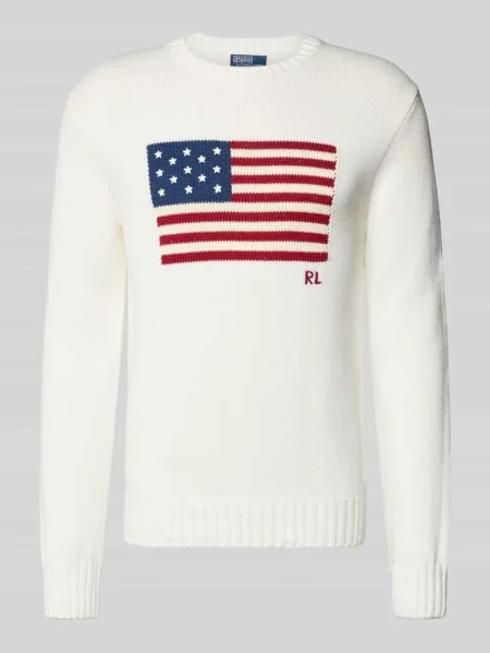 Sweter z dzianiny z okrągłym dekoltem Polo Ralph Lauren biały