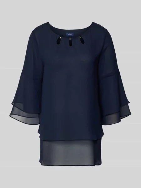 Bluzka w stylu bluzki o kroju regular fit z lejącego materiału Vera Mont granatowa
