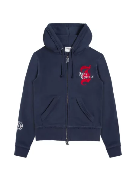 Hanorac cu glugă Juicy Couture cu broderie albastru
