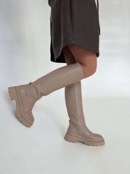 Шкіряні Чоботи бежевий