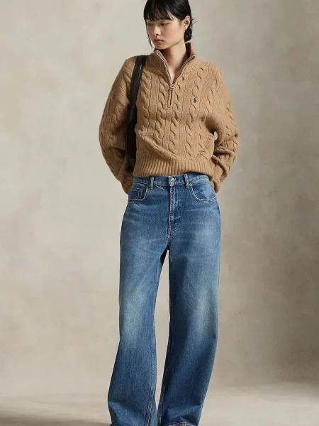Polo Ralph Lauren пуловер дамски от вълна бежово