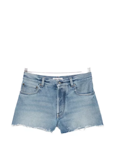 Pantaloni scurți din denim Miu Miu albastru