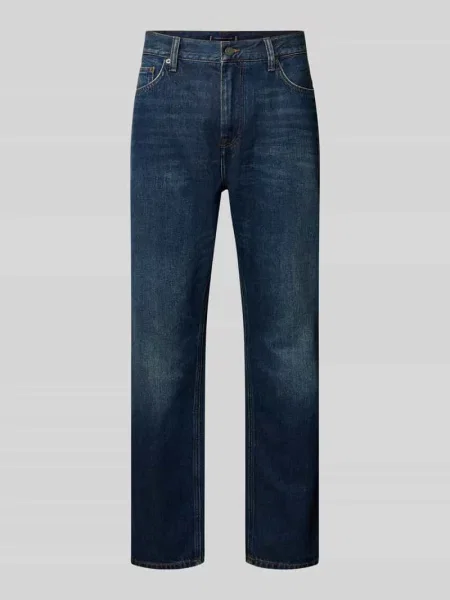 Jeansy o kroju straight fit z czystej bawełny Tommy Hilfiger granatowe