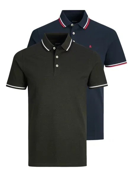 JACK & JONES Tricou JJEPaulos bleumarin / verde închis / sângeriu alb