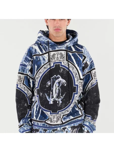 Bluza z kapturem Roberto Cavalli z kapturem niebieska