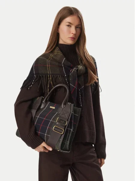 Barbour geantă de mână cu amestec de lână verde