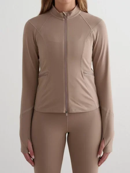 Kurtka odblaskowa ocieplana Reflective Warming Zip brązowa beżowa