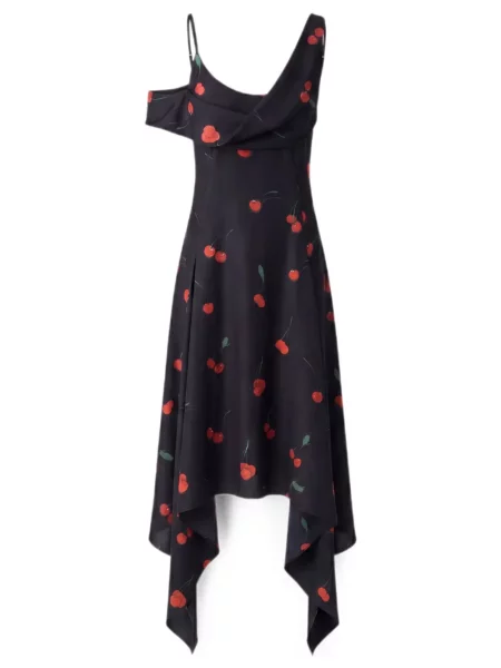 Rochie midi Monse de mătase cu imagine negru