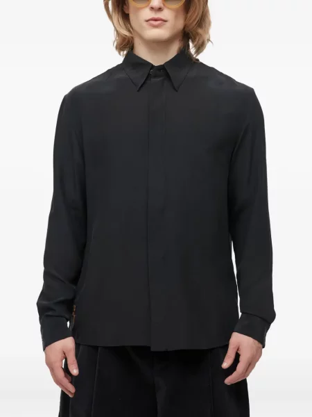 Копринена риза Osklen бродирана черно