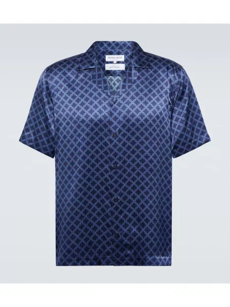 Копринена риза Frescobol Carioca синьо