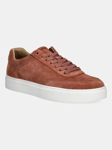 Calvin Klein velúr sportcipő CLEAN CUP LOW LACEUP OXF SU barna
