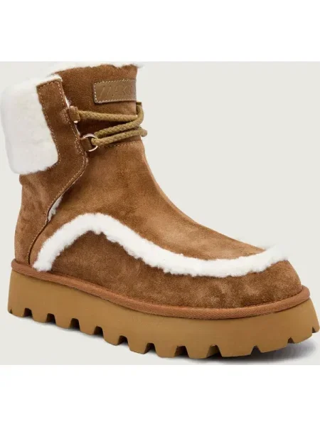 Marc Cain Bocanci shearling | piele întoarsă maro