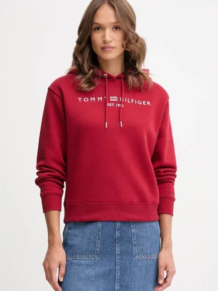 Суичър с качулка Tommy Hilfiger с качулка с апликация черно