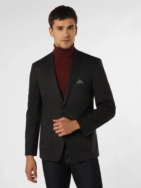 Finshley & Harding Marynarka Mężczyźni Modern Fit Sztuczne włókno marmurkowy 28 szary