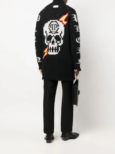 Kardigan Philipp Plein z logo czarny