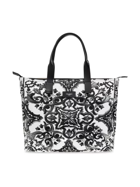 Torba Dolce And Gabbana z nadrukiem skórzana czarna