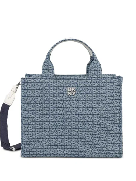 Geantă shopper Dkny cu autograf albastru