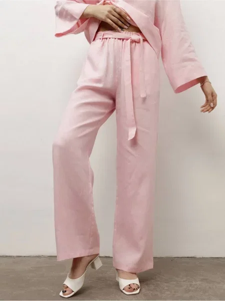 HARVEST Air Штани повсякденні Світло-рожевий Льон рожеві