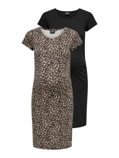 Only Maternity Rochie OLMLOVELY bej / ecru negru