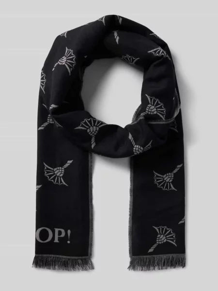 Szal z nadrukiem z logo model ‘Feris’ Joop! Collection czarna