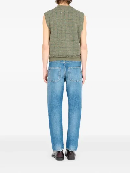 Vestă Maison Margiela în carouri cu decolteu în V verde