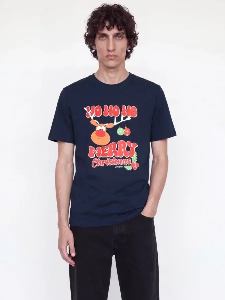 JACK & JONES Tricou JJXMAS FUN albastru închis / verde deschis / roșu alb