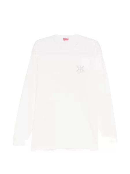 Lung tricou Kenzo cu broderie alb