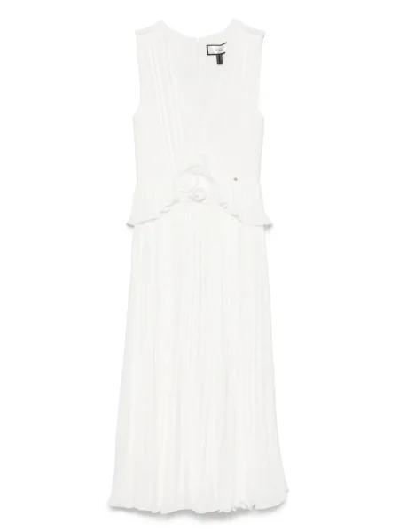 Rochie Nissa cu model floral alb