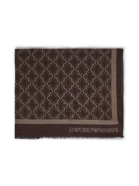 Szal Emporio Armani w geometryczne wzory brązowa