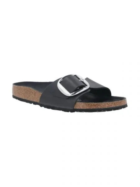Birkenstock Bőr papucs Madrid fekete