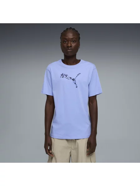 PUMA luźna koszulka Essentials ze zwierzęcym nadrukiem Odzież S fioletowy