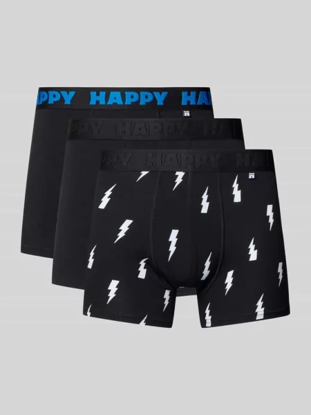 Obcisłe bokserki z elastycznym pasem w zestawie 3 szt. Happy Socks czarne