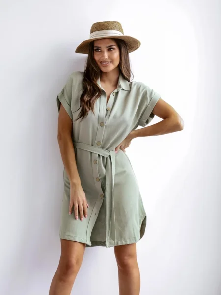 Rochie mini Resti cu mâneci scurte scurtă de costum kaki