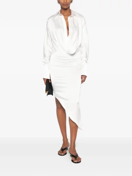 Rochie midi Vestiaire D'un Oiseau Libre asimetrică drapată alb
