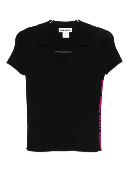 Tricou Dkny cu decolteu în V negru