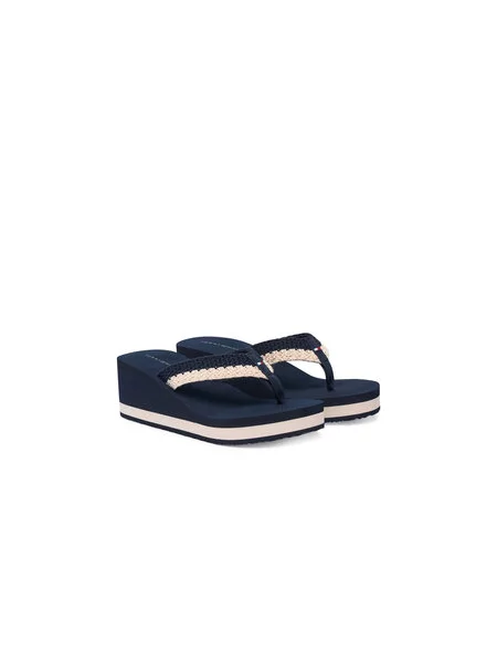 Japonke Tommy Hilfiger Th Wedge Crochet Summer Sandal Mornarsko modra