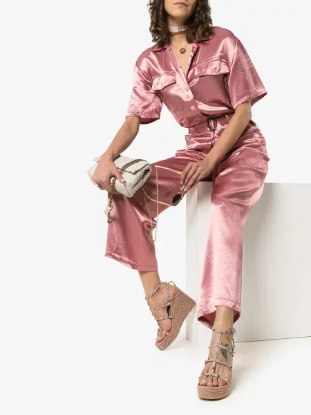 Espadrilky Valentino Garavani na klínovém podpatku růžové