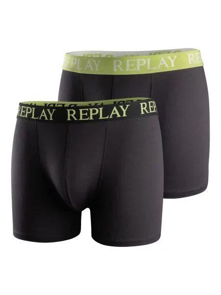 REPLAY Boxer trumpikės šviesiai žalia / margai juoda