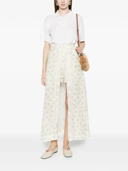 Pantaloni scurți Sandro cu model floral din dantelă verde