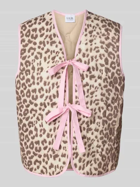 Kamizelka o kroju regular fit z mieszanki bawełny i lnu model ROMI' Villa Sophie beżowa