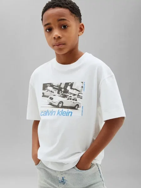 Calvin Klein Jeans majica za djecu od pamuka bijela