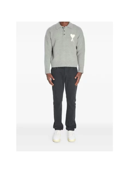 Sweter Ami Paris wełniany szary