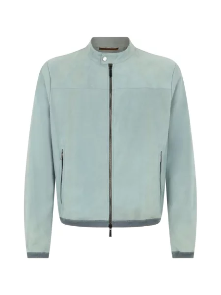 Geacă bomber Moorer din piele de căprioară albastru