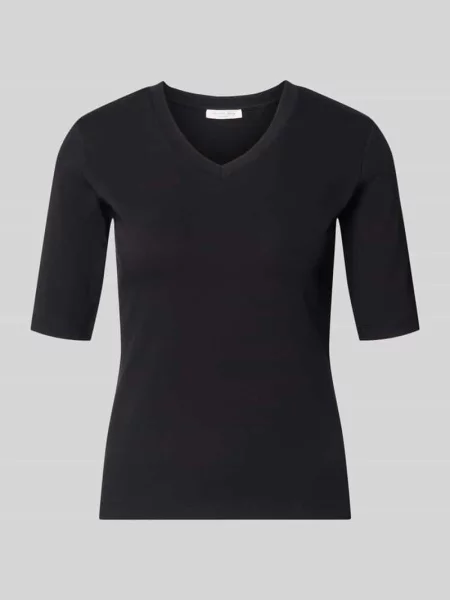 T-shirt z dekoltem w serek Christian Berg Woman czarna