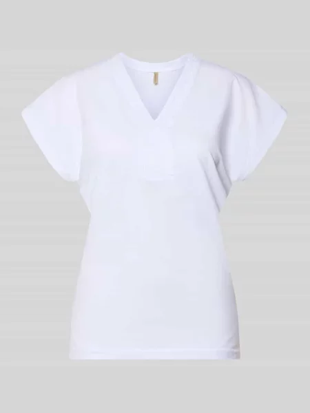 T-shirt z dekoltem w serek model DERBY' Soyaconcept biała