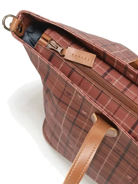 La Millou shopper torba MOO MEADOW PLAID narančasta
