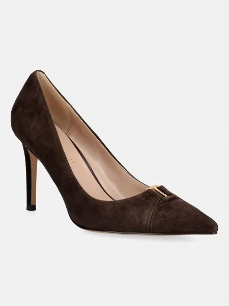 Twinset pantofi cu stiletto din piele întoarsă maro
